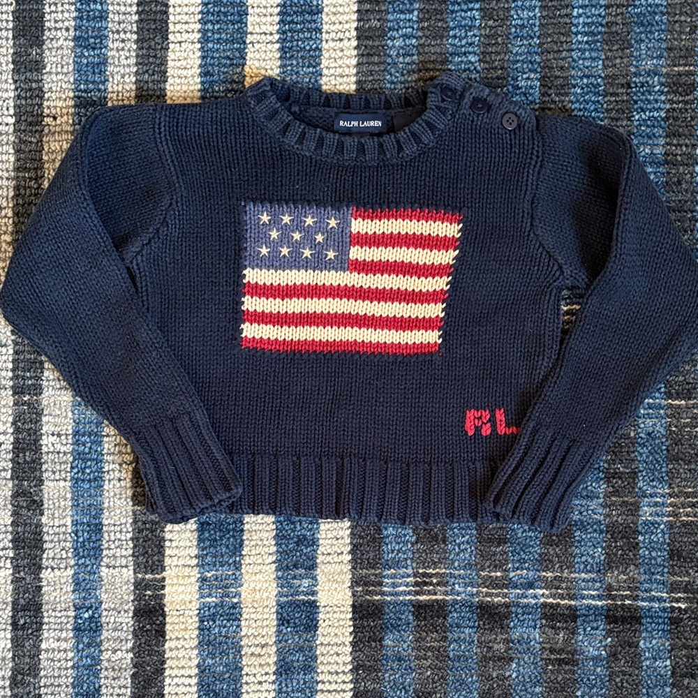 Ralph Lauren Kids Vintage Knit American Flag Sweater 3T